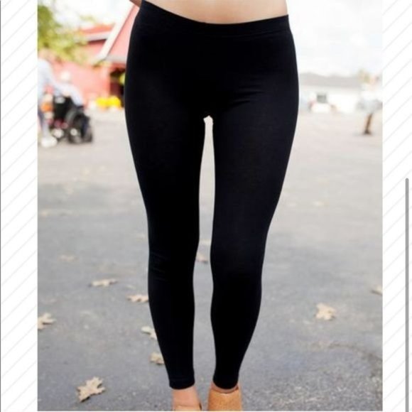 Black Fleece Lined Leggings OS Solid - Picture 3 of 3